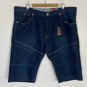 Switch Remarkable Y2K Men's Denim Short Size 44 Zip Patchwork Blue Retro Urban